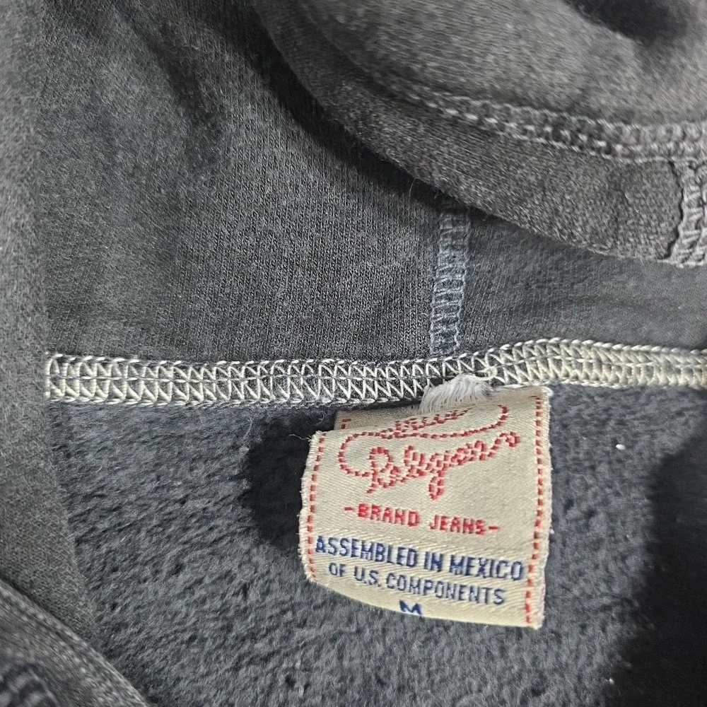 Vintage Tag True Religion Hoodie Sweatshirt‎ Mens Medium Black Zip Up Pockets